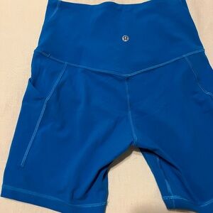 Lululemon Vibrant Blue 6 inch inseam biker shorts